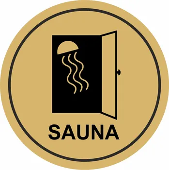 Samolepící etiketa Sauna - zlatá mat samolepící vinylová fólie 90x90 mm