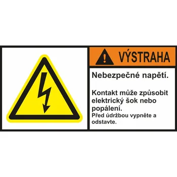 Výstraha - nebezpečné napětí samolepící vinylová fólie 140 x 70 mm