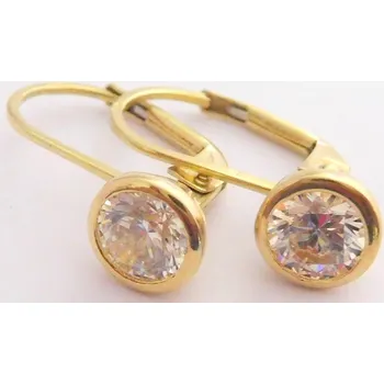 Náušnice Klenoty Budín Klasické zlaté náušnice s kulatými zirkony na patent 585/2,40gr HK2019 (Klenoty Budín Klasické zlaté náušnice s kulatými zirkony na patent 585/2,40gr HK2019)