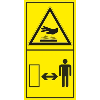 Značení Pozor horký povrch - Dodržuj bezpečnou vzdálenost samolepící vinylová fólie 168 x 88 mm