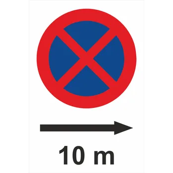 Zákaz zastavení - x m vpravo UV tisk plast 3mm 400 x 300 mm