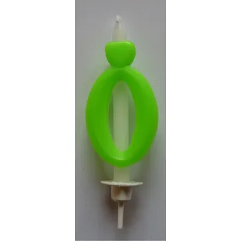 Svíčka Dortová svíčka zelená reflexní - číslice 0