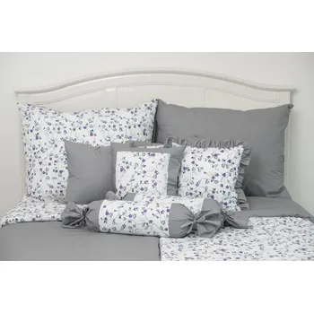 Povlečení Podpěrová Zdeňka Ložní povlečení krep - Popínavé květy/šedé velikost:: 140/200+70/90 cm