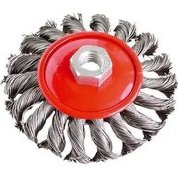 Drátěný kartáč KRAFTWERKTOOLS Kartáč okružní copánkový 0,5mm - M14x2 OPTIMA Varianta: Kartáč okružní copánkový 125mm / 0,5mm - M14x2