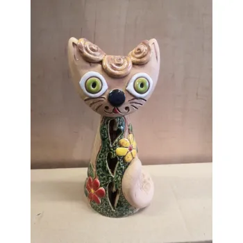 Keramická kočka - zvoneček 17 cm (Kočička keramika zvon)