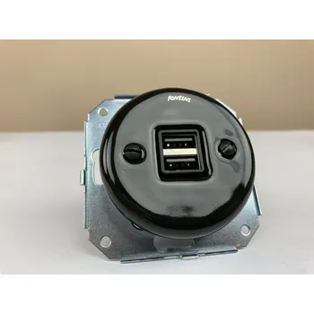 vypínač FONTINI by Font Barcelona Porcelánová dvojitá USB nabíječka Garby Colonial Barva: černá 31 708 27 2