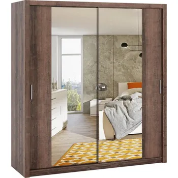Šatní skříň Posuvná skříň se zrcadlem Kler SZ200 KE09, Barva: dub monastery / zrcadlo MIRJAN 5903211012044