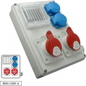 Rozvaděč Zásuvková rozvodnice ROS-I 3201 A 2x3253+2x230V, IP44, 4 modulové okénko (SEZ ROS-I 3201 A)
