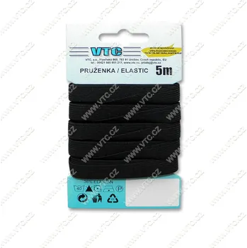 Textilní guma Guma prádlová 6,6mm černá
