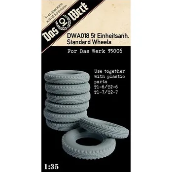 Plastikový model Das Werk 1/35 Resin Wheel Set for 5t Einheitsanhänger