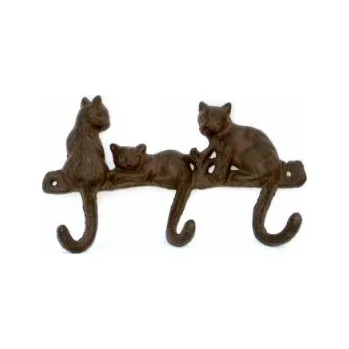 Věšák litinový věšák s kočkama,kovový věšák s morivem koček,dárek pro milovn