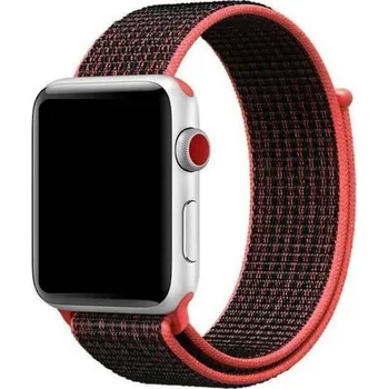 MůjMiBand.cz Nylonový náhradní řemínek pro Apple Watch 38mm/40mm/41mm/42mm Barva: černo-červená