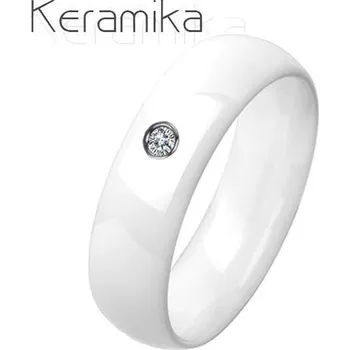 Prsten KM1013-6ZR Dámský keramický prsten bílý, šíře 6 mm (53)