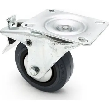 Otočné pojezdové kolo s brzdou d100/100kg, černý kaučuk, válečkové ložisko