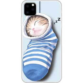 Pouzdro na mobilní telefon Měkký plastový kryt pro iPhone 11 - kotě v ponožce