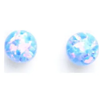 Náušnice Stříbrné náušnice, světle modrý syntetický opál 8 mm, náušnice s opálem, NŠ 1356