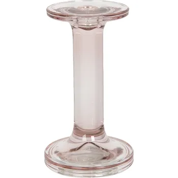 Svícen Růžový skleněný svícen Brinnes - Ø 9*16 cm