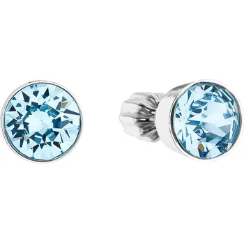 Náušnice Stříbrné náušnice - kolečka se světle modrými krystaly Swarovski