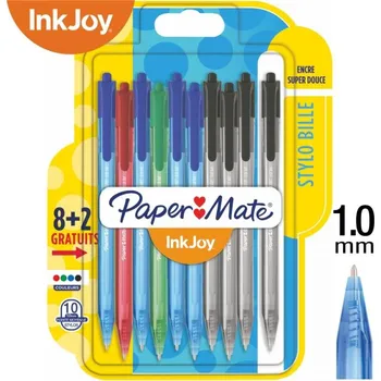 Kuličkové pero PaperMate InkJoy 100 RT - klikací, sada 8+2 ks