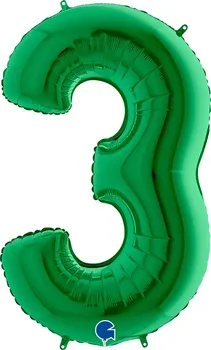 Balónek Grabo Fóliové číslo 3 zelené 102 cm