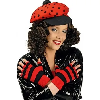 Rukavice CHAKS RUKAVICE bez prstů červeno-černé vlněné