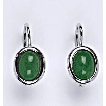 Náušnice Stříbrné náušnice s přírodním kamenem avanturin 8 x 6, NK 1355