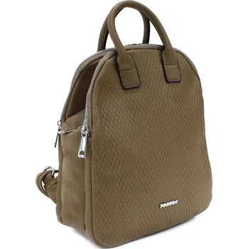 Městský batoh Šedohnědý moderní zipový dámský batoh Mabella