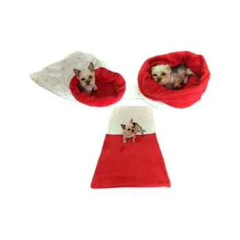 Pelíšek pro psa Marysa spací pytel XL 60 x 75 cm 3 v 1 barva 65 srdíčka bílá červená