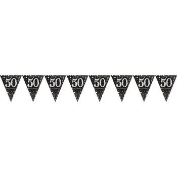 Party dekorace Vlaječkový banner 50.narozeniny, 396 x 21 cm, černý