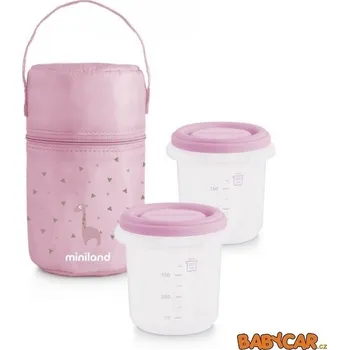 dětská jídelní sada MINILAND termoizolační pouzdro + 2 kelímky na jídlo Pink