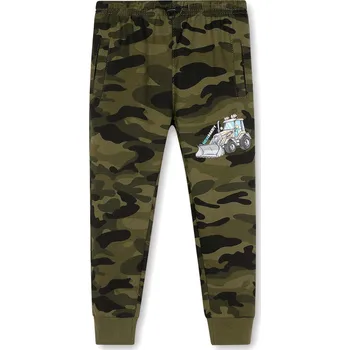 Chlapecké tepláky - KUGO MT0505, béžová/ zelený bagr Barva: Béžová, Velikost: 98