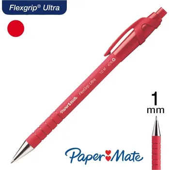 Kuličkové pero PaperMate FlexGrip Ultra - klikací, 1mm červené