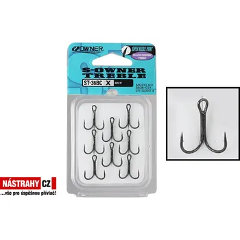 Rybářský háček Trojháčky OWNER ST-36 - Velikost 10, 8 ks