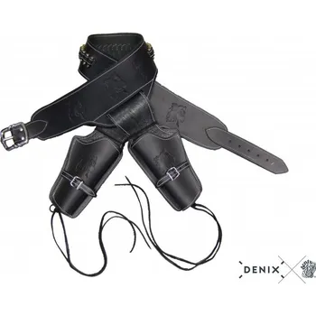 Airsoftová zbraň Westernový opasek s pouzdrem - holster Barva: černá, Délka: 126 cm, Provedení: pro 2 zbraně