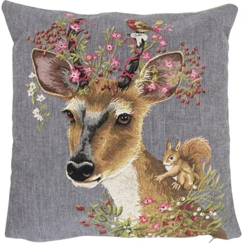 Dekorativní polštářek Gobelínový polštář Srnec s květy - 45*15*45cm
