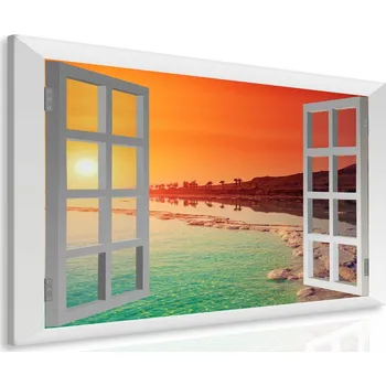Malvis ® Obraz rajské pobřeží za oknem Velikost: 80x60 cm