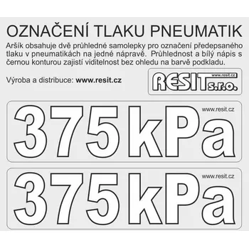 Sada na opravu pneumatiky Označení tlaku pneumatik - 375 kPa