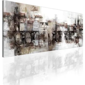 Malvis ® Obraz snové pražské panoráma - hnědé Velikost (šířka x výška): 100x40 cm
