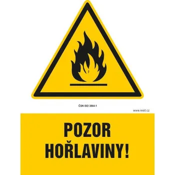 Pozor hořlaviny - samolepka 200 x 280 mm