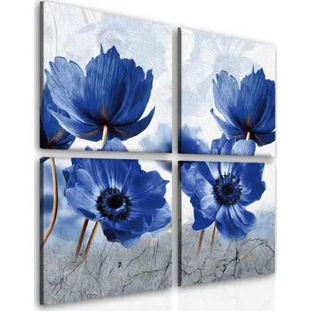 Malvis ® Čtyřdílný obraz modrý mák Velikost (šířka x výška): 90x90 cm