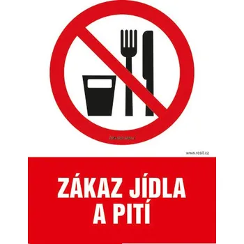 Zákaz jídla a pití - samolepka 200 x 280 mm