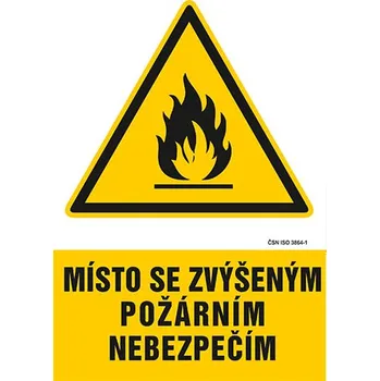 Pozor, zvýšené požární nebezpečí - samolepka 200 x 280 mm
