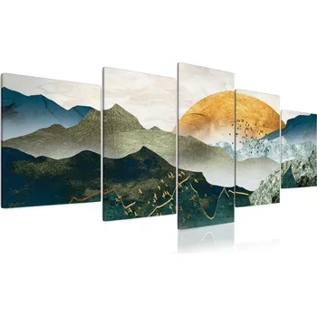 Obraz Malvis ® Vícedílný obraz Slunce nad horami Velikost (šířka x výška): 100x50 cm