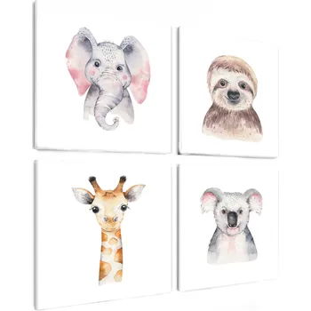 Malvis ® Čtyřdílný obraz Kreslená zvířátka Velikost (šířka x výška): 60x60 cm