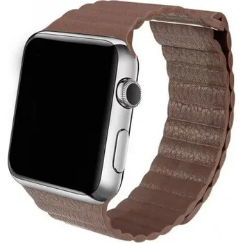 Příslušenství k chytrým hodinkám Kožený magnetický řemínek na Apple Watch - hnědý 42 / 44 mm