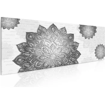 Obraz Malvis ® Obraz Mandala kovově šedá Velikost: 100x40 cm