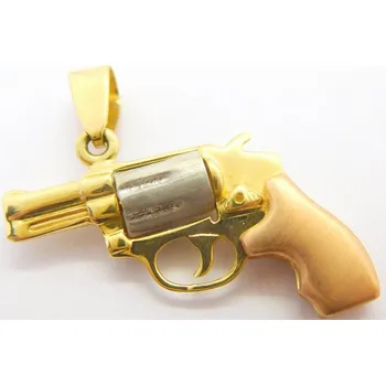Přívěsek Klenoty Budín Masivní zlatý přívěsek v kombinaci zlata - zbraň REVOLVER 585/4,93gr H3077 (Klenoty Budín Masivní zlatý přívěsek v kombinaci zlata - zbraň REVOLVER 585/4,93gr H3077)