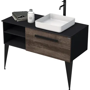 Koupelnový nábytek Koupelnová skříňka pod umyvadlo Naturel Luxe 110x36x50 cm černá břidlice/dřevo lesk LUXE110PCDLBU32