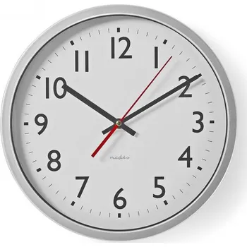 Hodiny Nástěnné hodiny Nedis 30 cm Stříbrná / Bílá