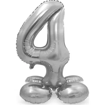 Balónek Folat Balónek fóliový číslo 4 na podstavci stříbrné 72 cm